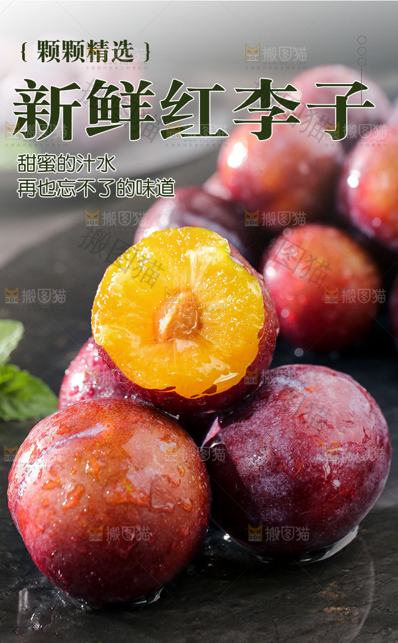 新鲜红李子详情页