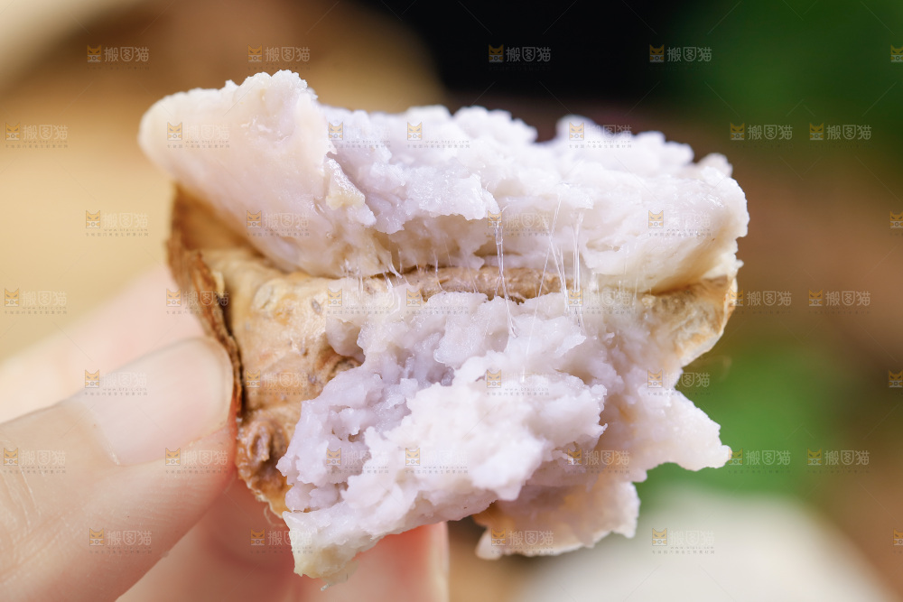 手上拿着牛奶芋头