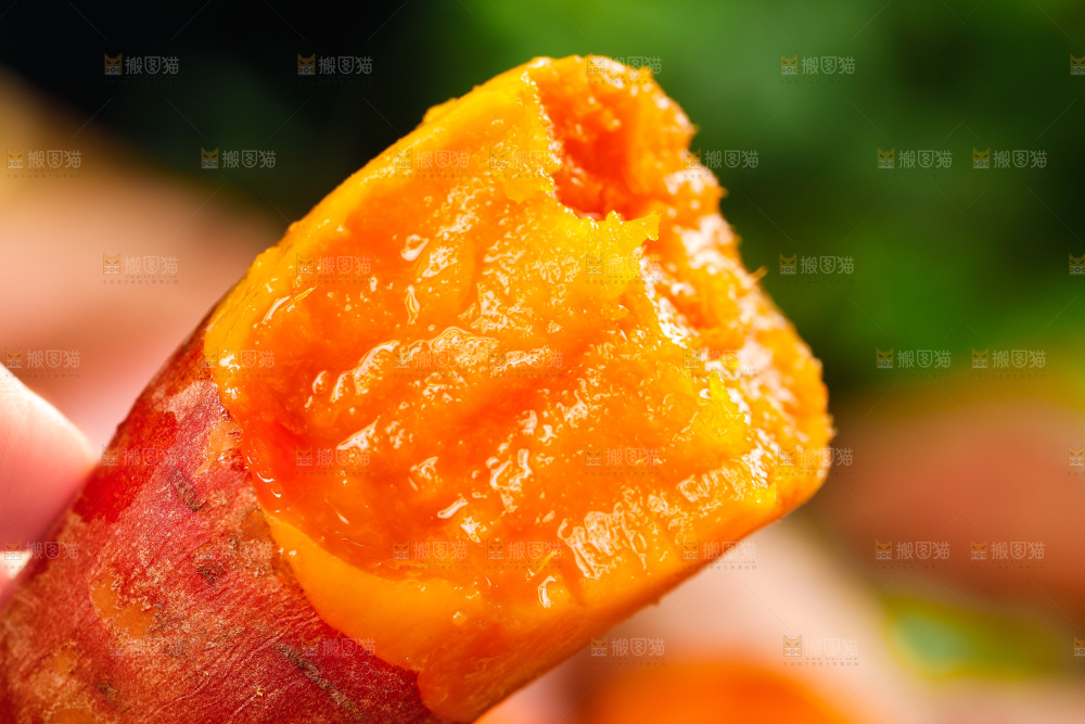 手上拿着红心蜜薯
