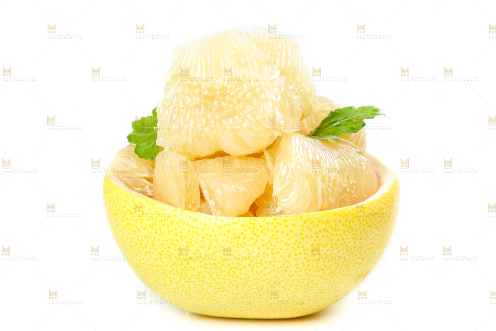 白底上放着白心蜜柚