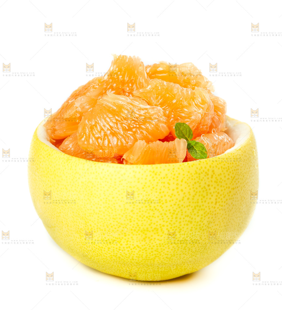 白底上的黄肉蜜柚