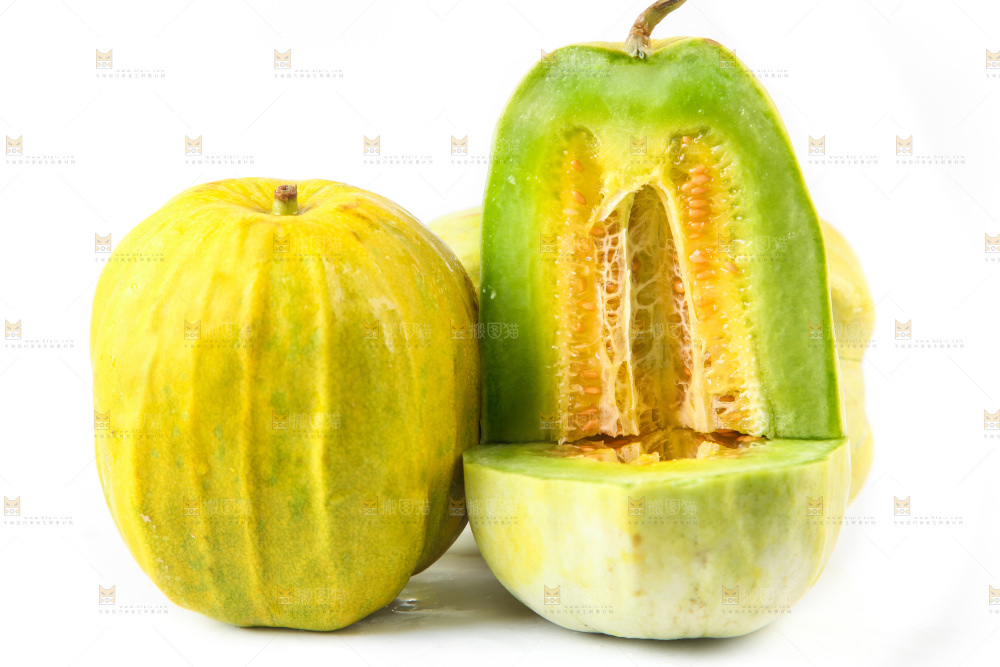 白底上摆放着丑香瓜