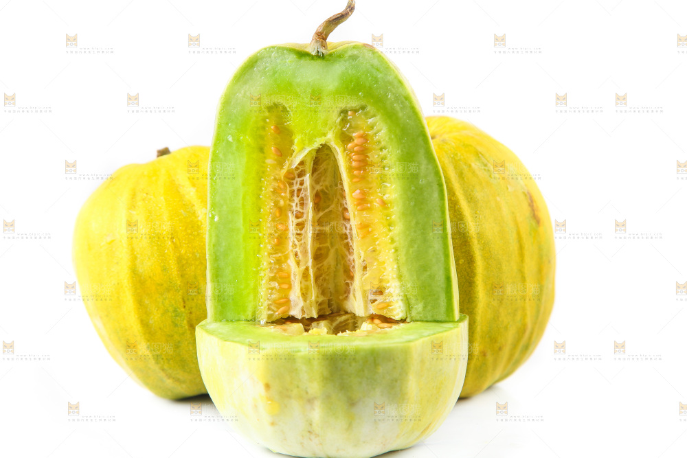 白底上摆放着丑香瓜