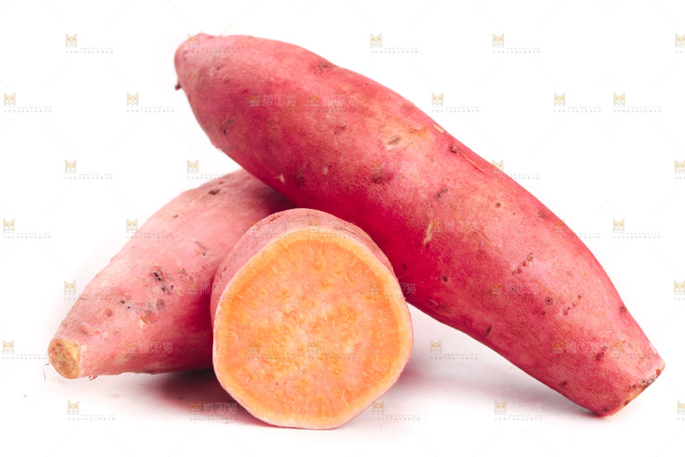 白底上摆放着蜜薯