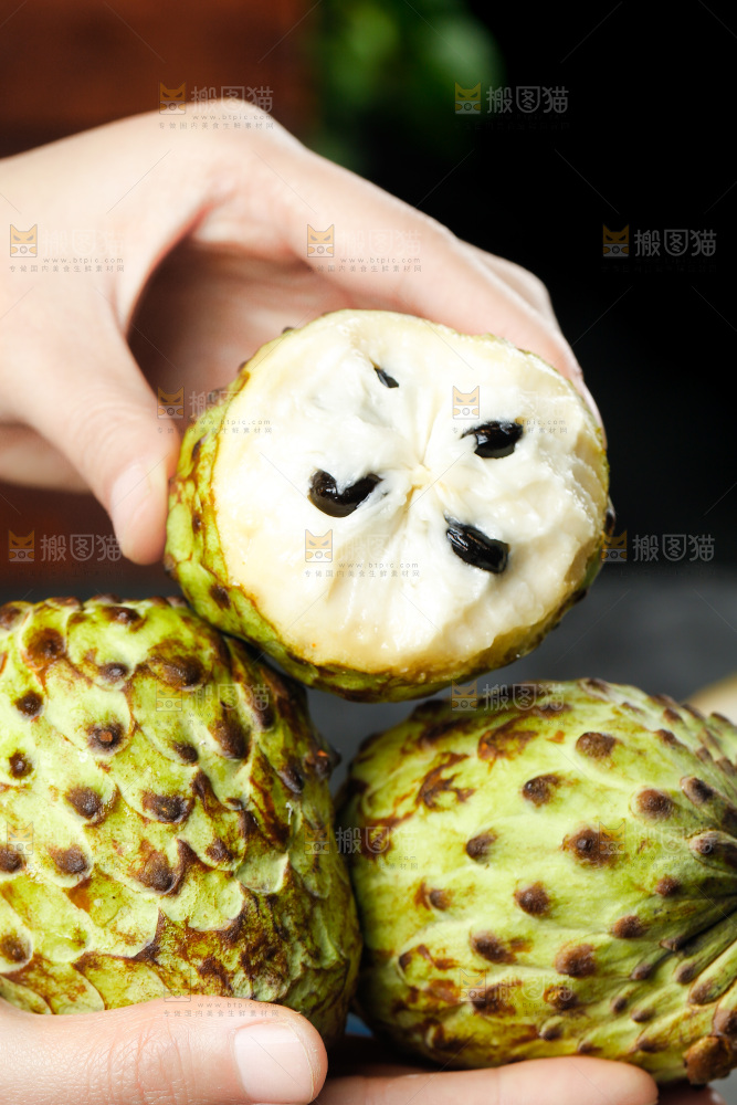 手里拿着牛奶释迦果