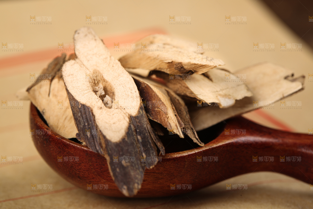 勺子上放着紫苏根