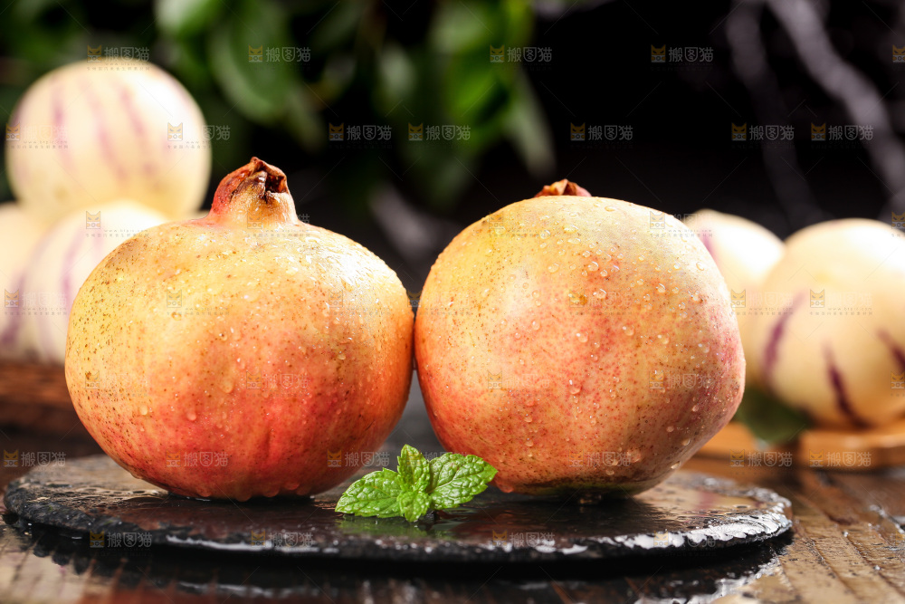 黑底上的石榴