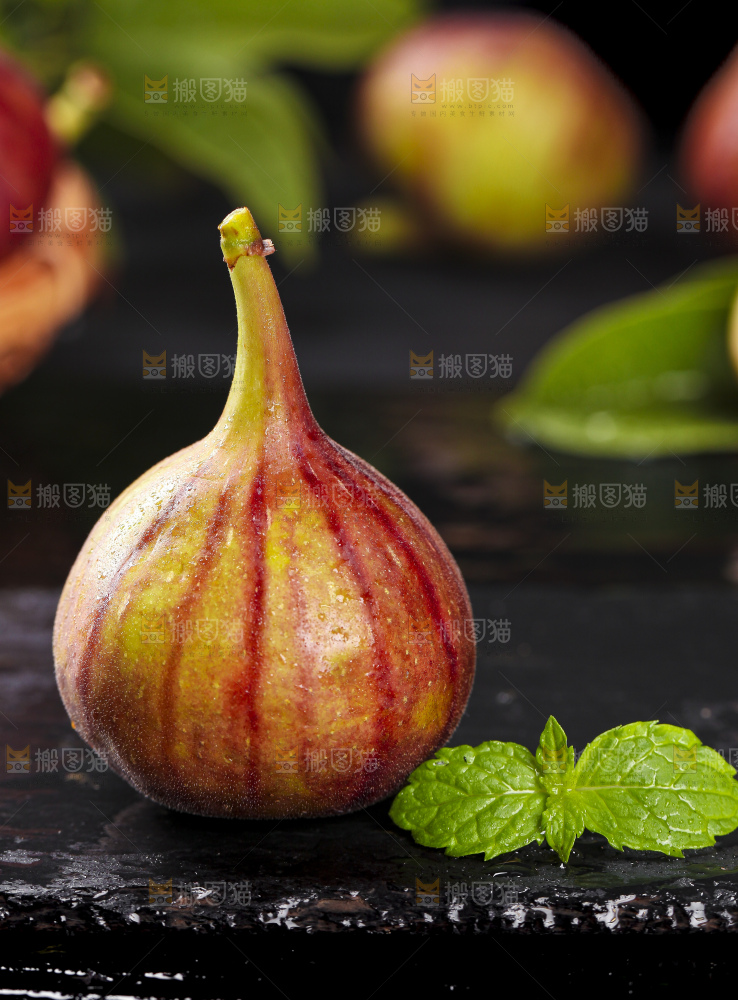黑底上的紫皮无花果