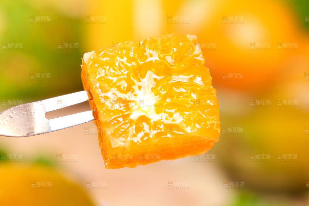 叉子叉着秭归夏橙果肉
