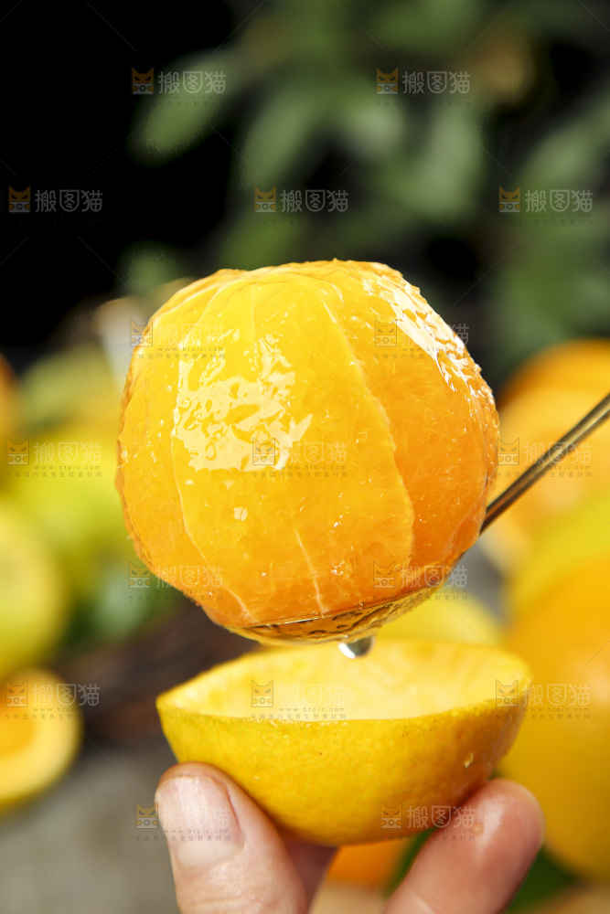 勺子里的夏橙果肉