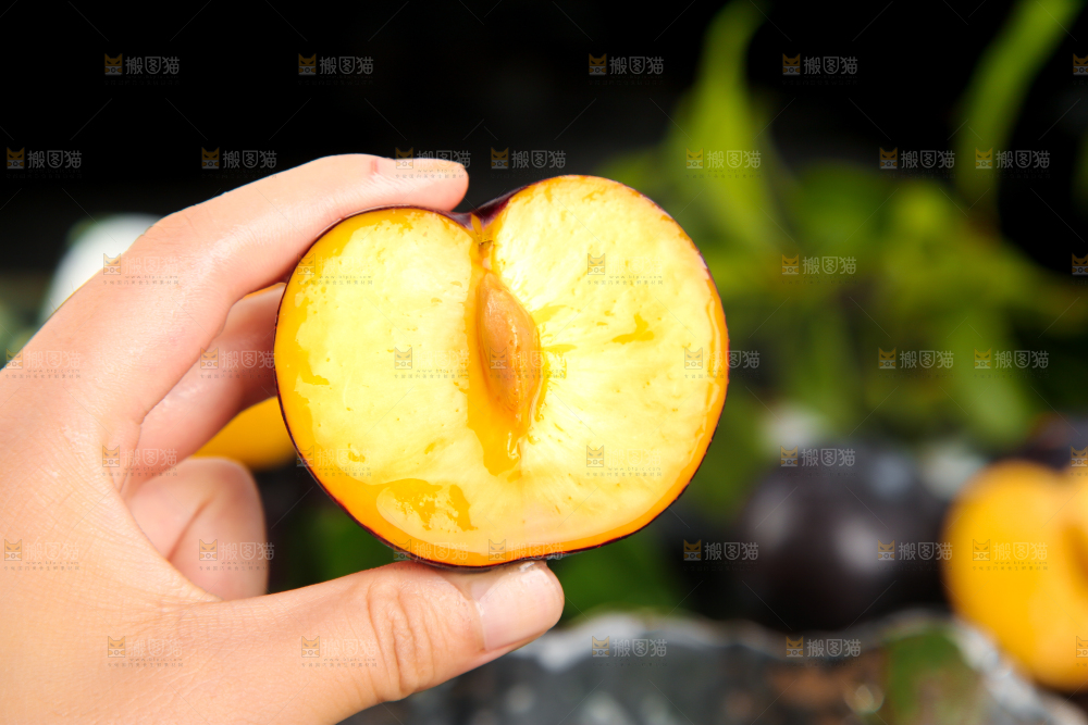深底上手拿一个切开的黑布林