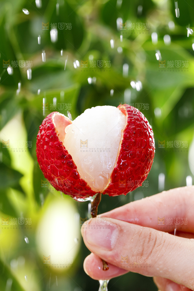 手拿剥皮的荔枝