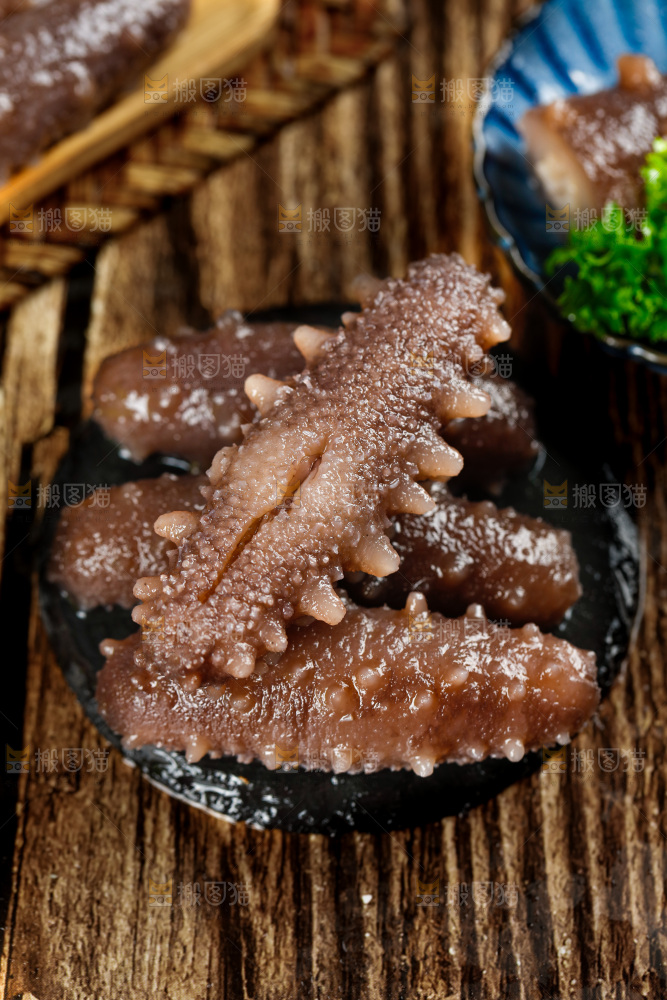 黑石板上的海参