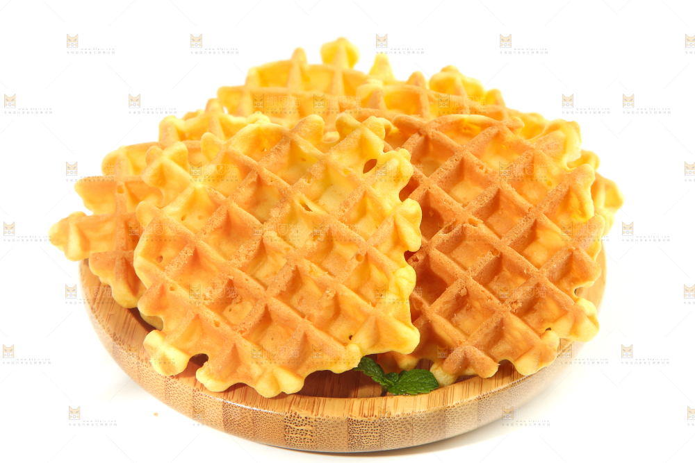 白底上放着一盘华夫饼干