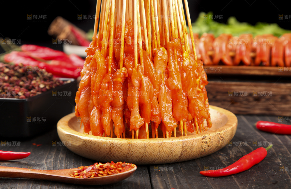 签子上串着肉串