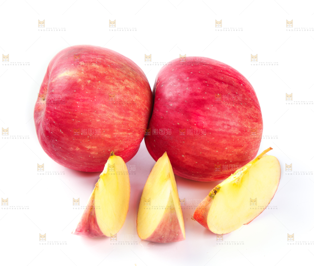 白底上放着苹果