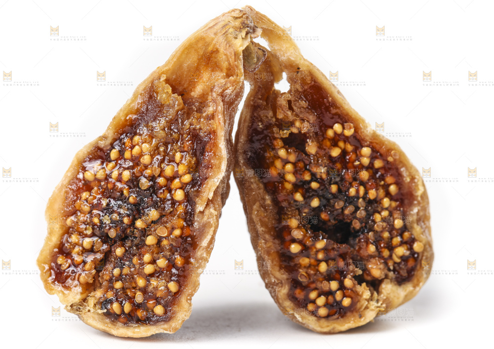 白底上摆放着干无花果