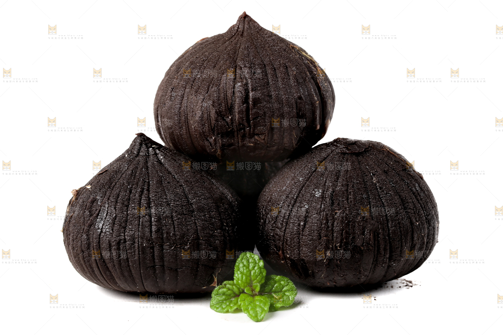 白底上的黑蒜头