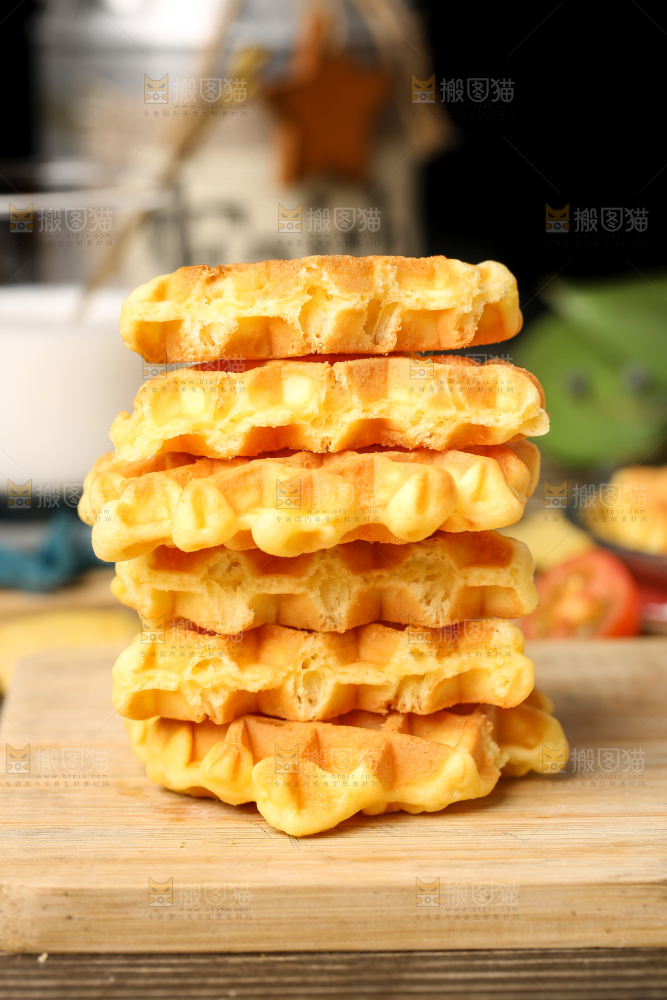 木底上的华夫饼干