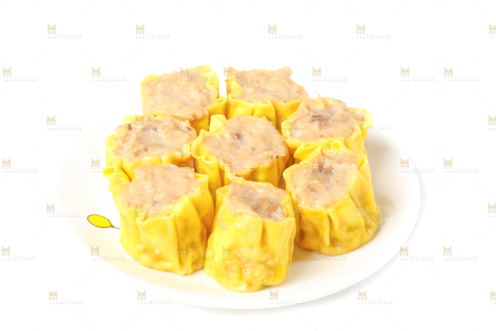 白底上放着广式烧麦