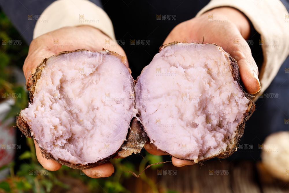 手里拿着香芋头