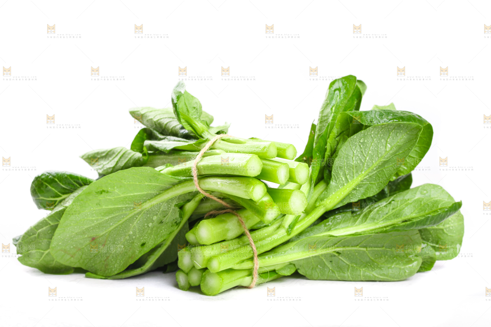 白底上放着菜苔
