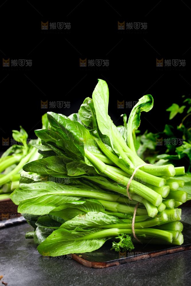 深底上摆放着菜苔