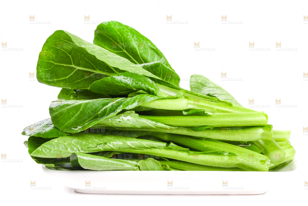 白底上放着菜苔