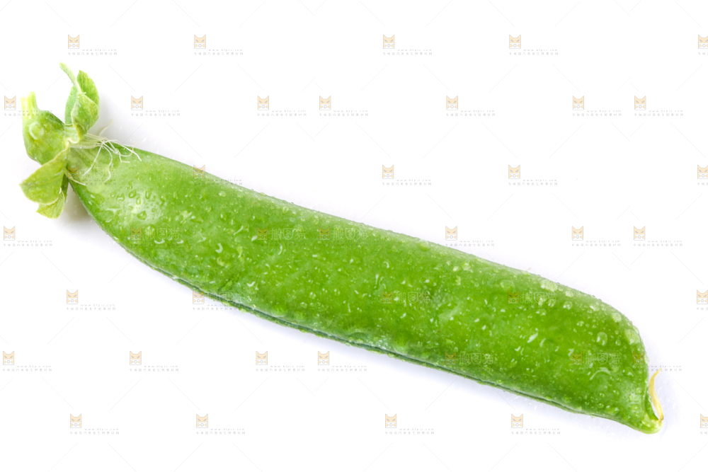 白底上的新鲜豌豆