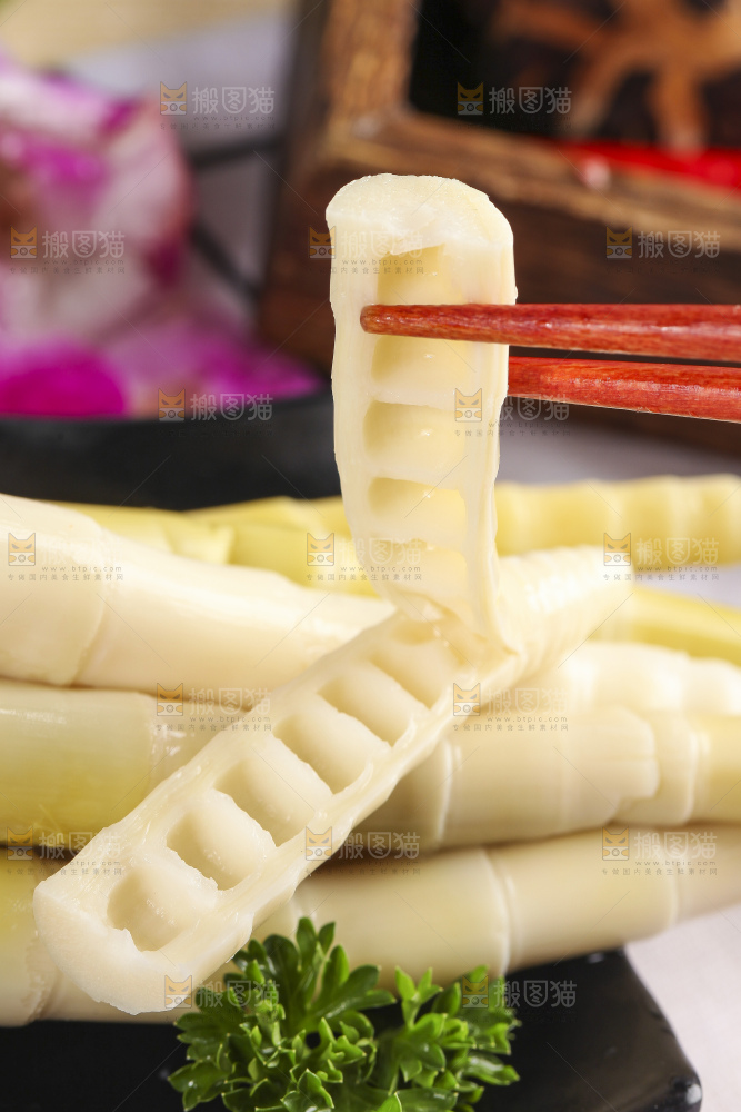 白格子底上的笋尖