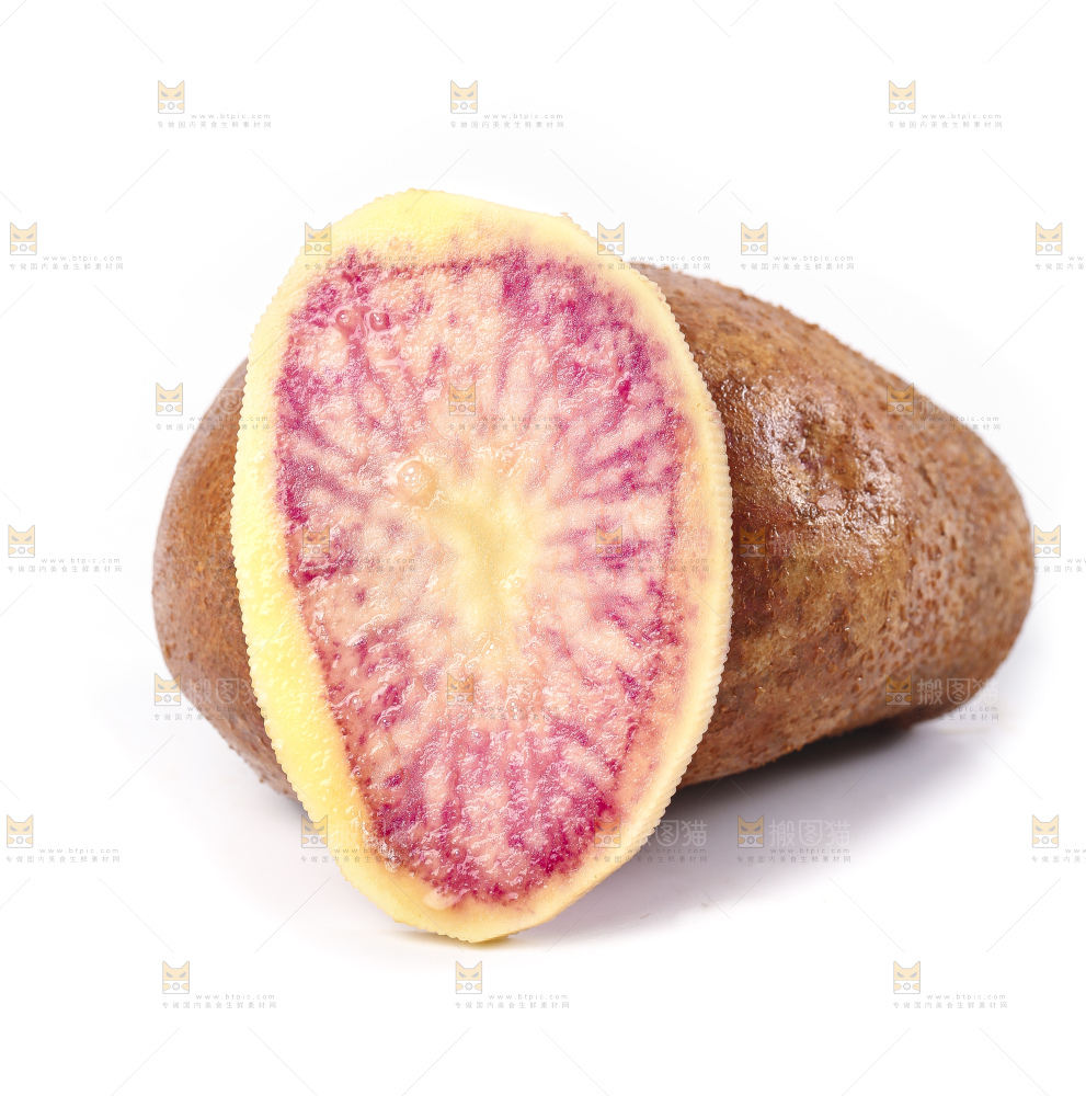 白底上放着云南七彩土豆