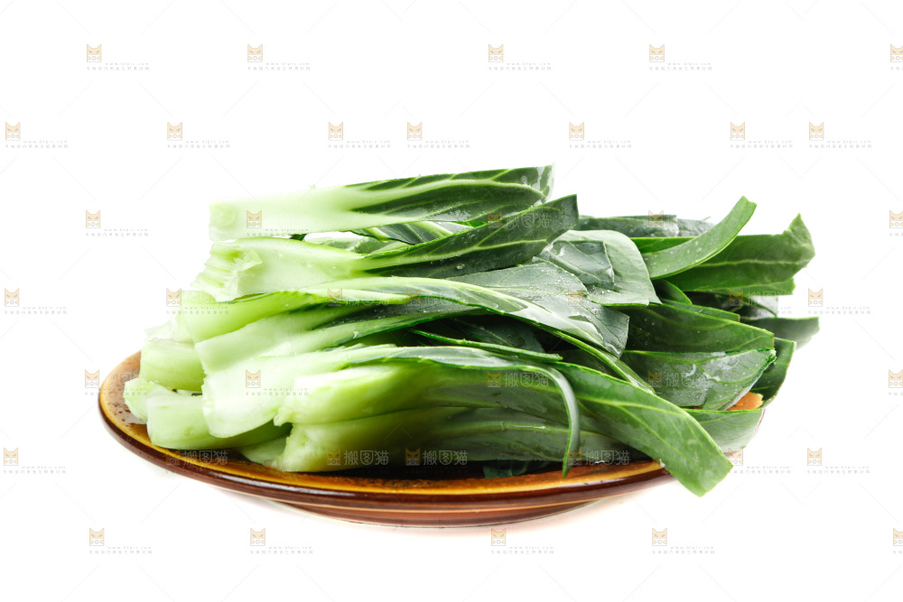白底上放着青菜