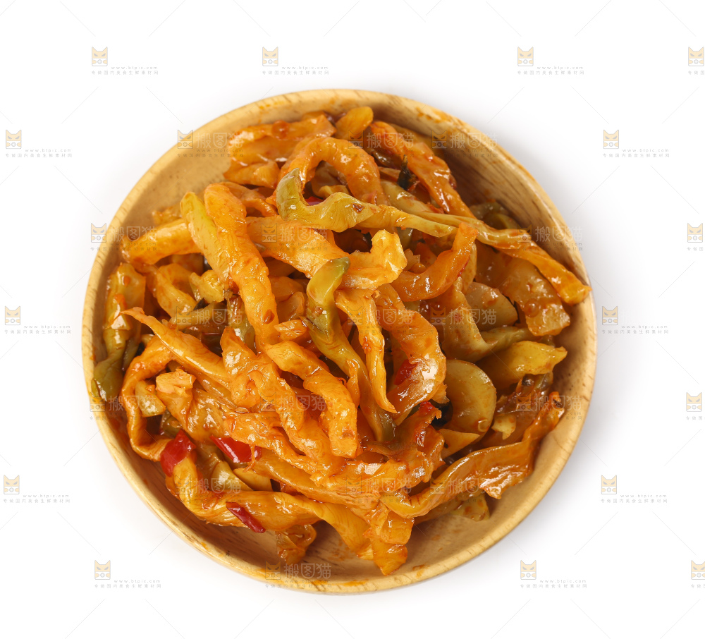 白底上的红油榨菜