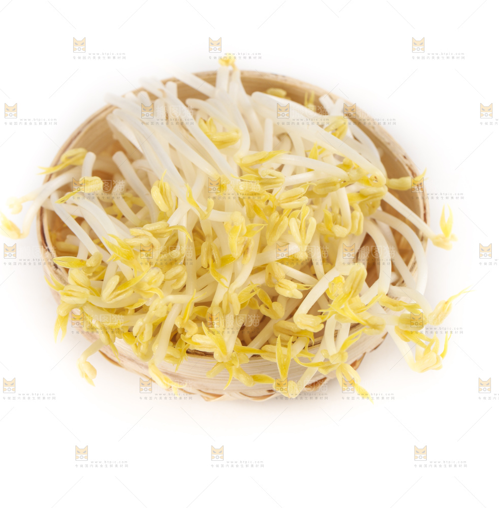 白底上放着绿豆芽