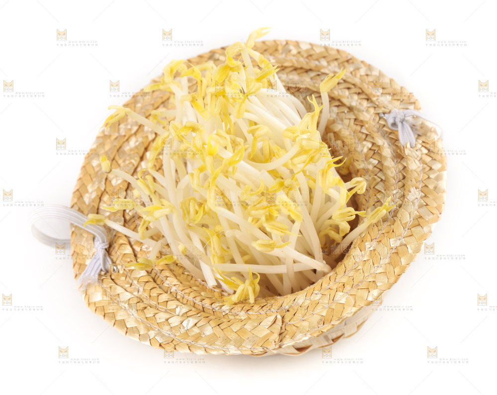 白底上放着绿豆芽