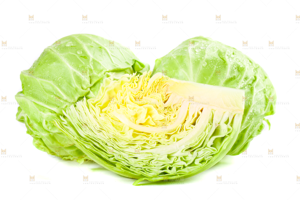 白底上摆放着包菜