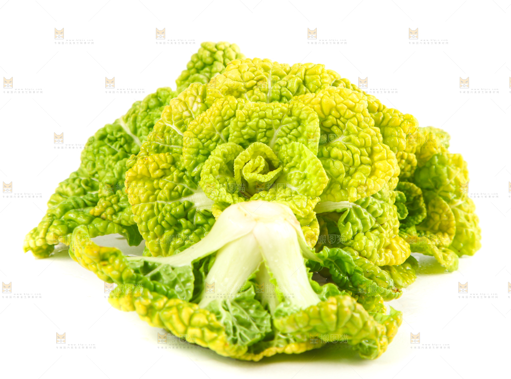 白底上摆放着黄心白菜