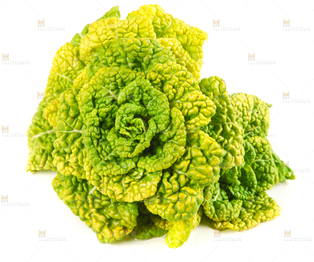 白底上摆放着黄心白菜