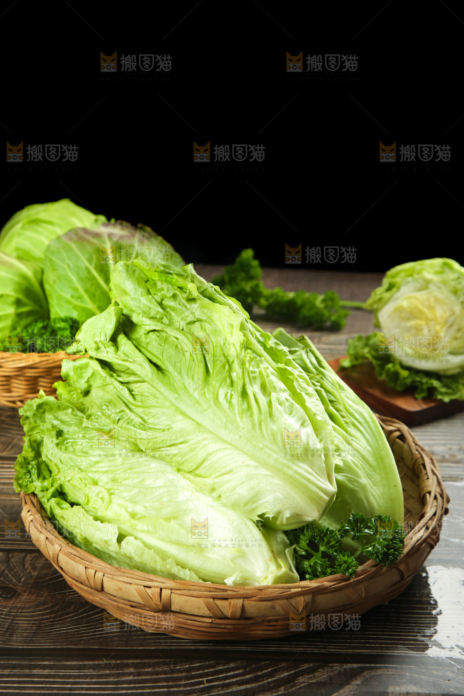 篮子里装着四季玻璃生菜