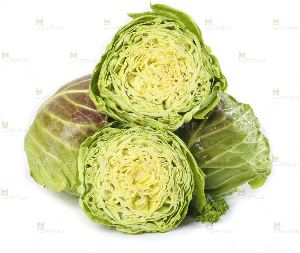 白底上摆放着甘蓝
