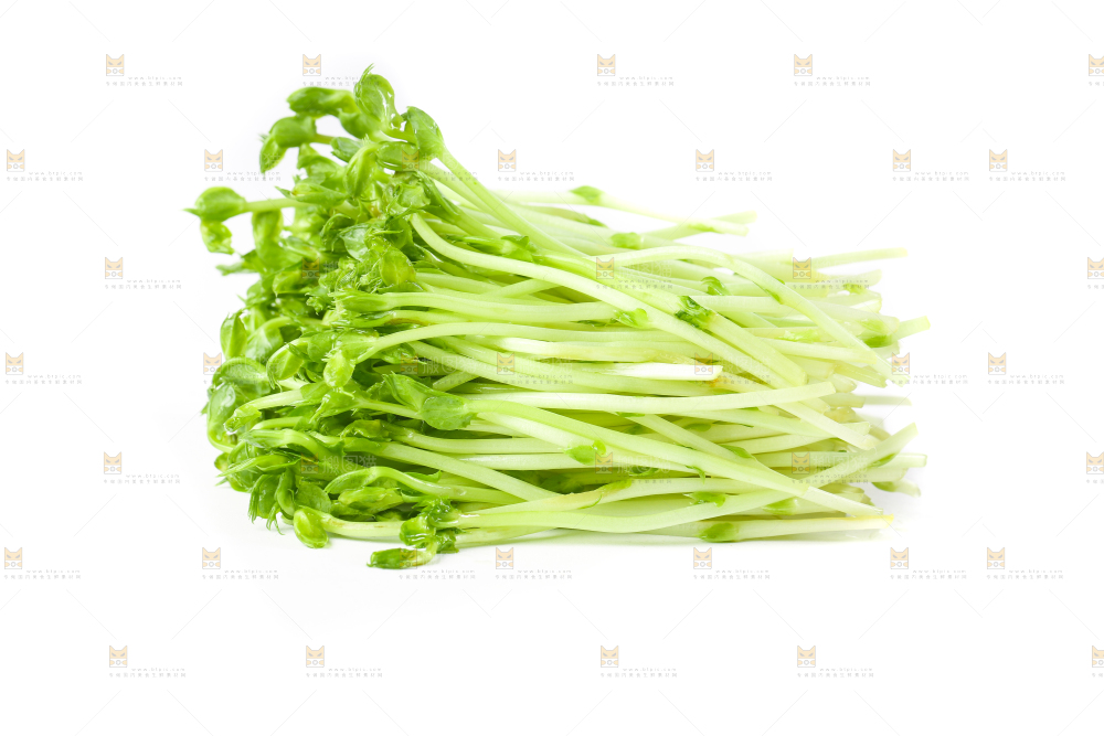 白底上放着豌豆芽菜