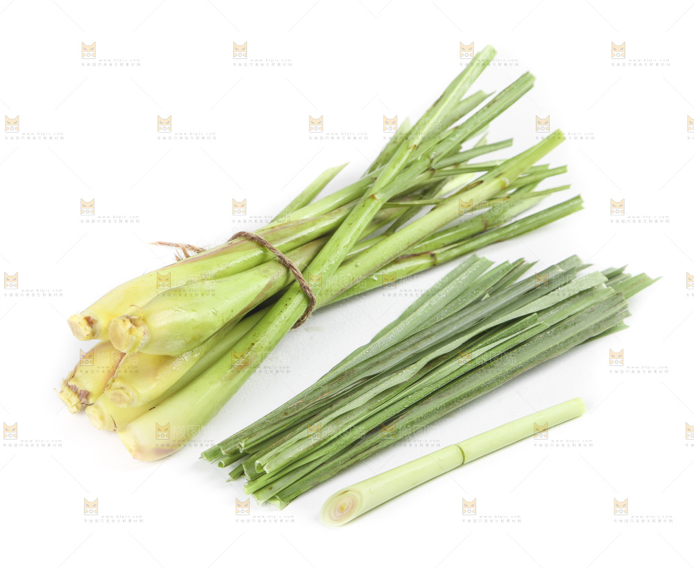 白底上的泰国香茅草