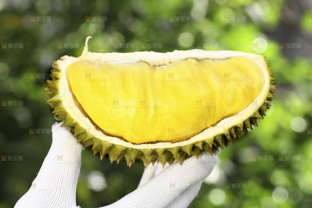 手里拿着新鲜榴莲