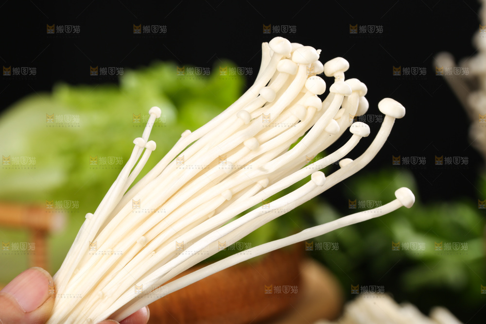 手拿一盘新鲜金针菇