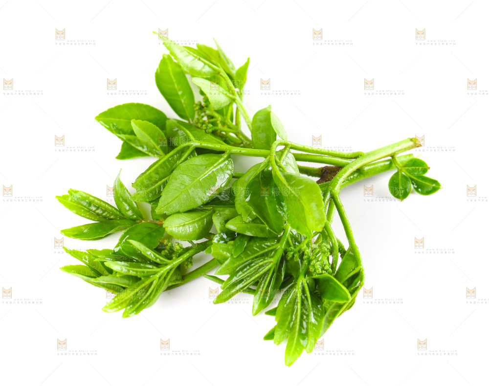白底上放着花椒芽