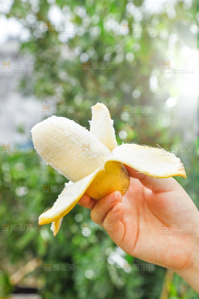 手拿剥皮的海南苹果蕉