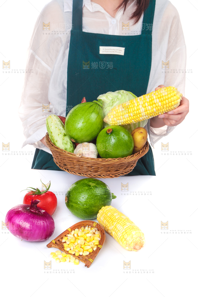 手拿一筐蔬菜组合