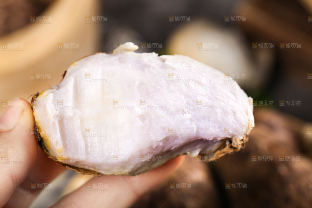 手里拿着新鲜小芋头