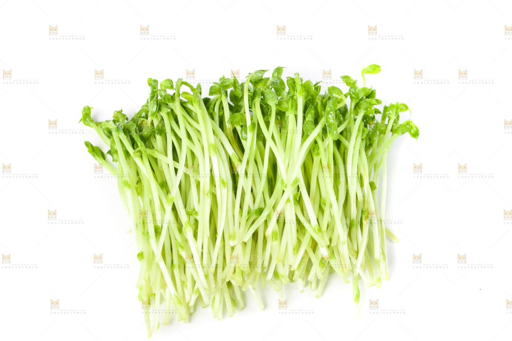 白底上放着豌豆芽菜