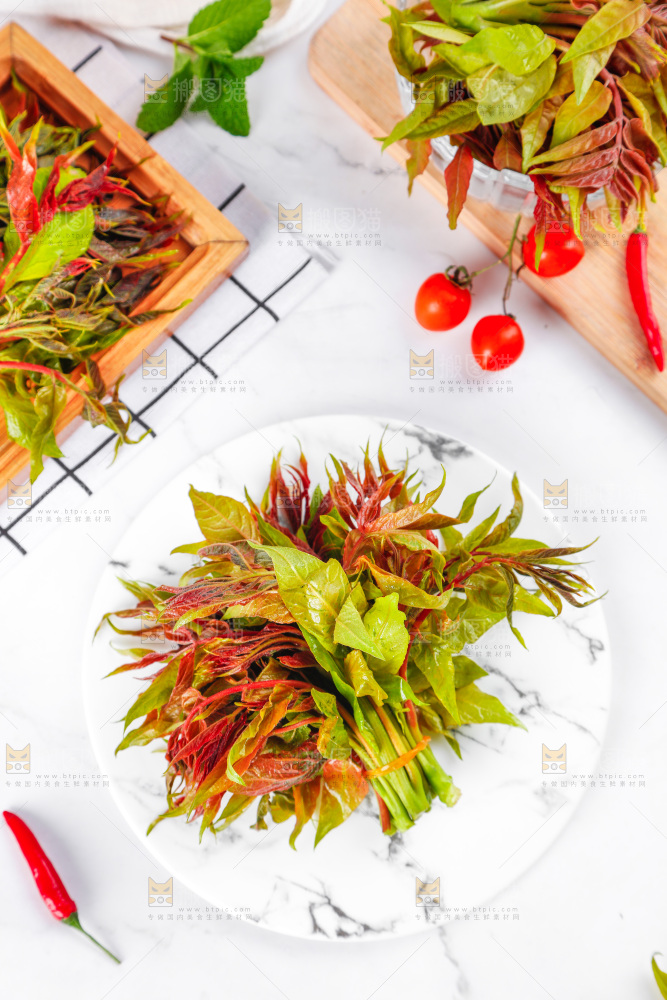盘子里的香椿芽